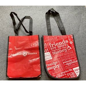 2‎ PCs small Lululemon Yoga Reusable Lunch Tote & Carryall Gym Bag red